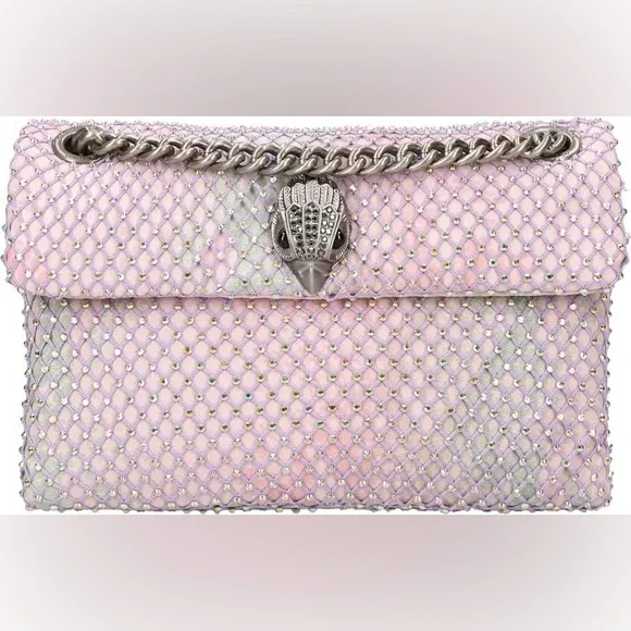 NWT Kurt Geiger London Mini Embellished Pink Rhinestone Fabric Crossbody Bag - Picture 5 of 8